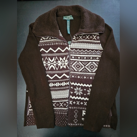 NWT - Lauren Ralph Lauren Active Zip-Up Brown Cardigan - Size XL - Picture 2 of 11